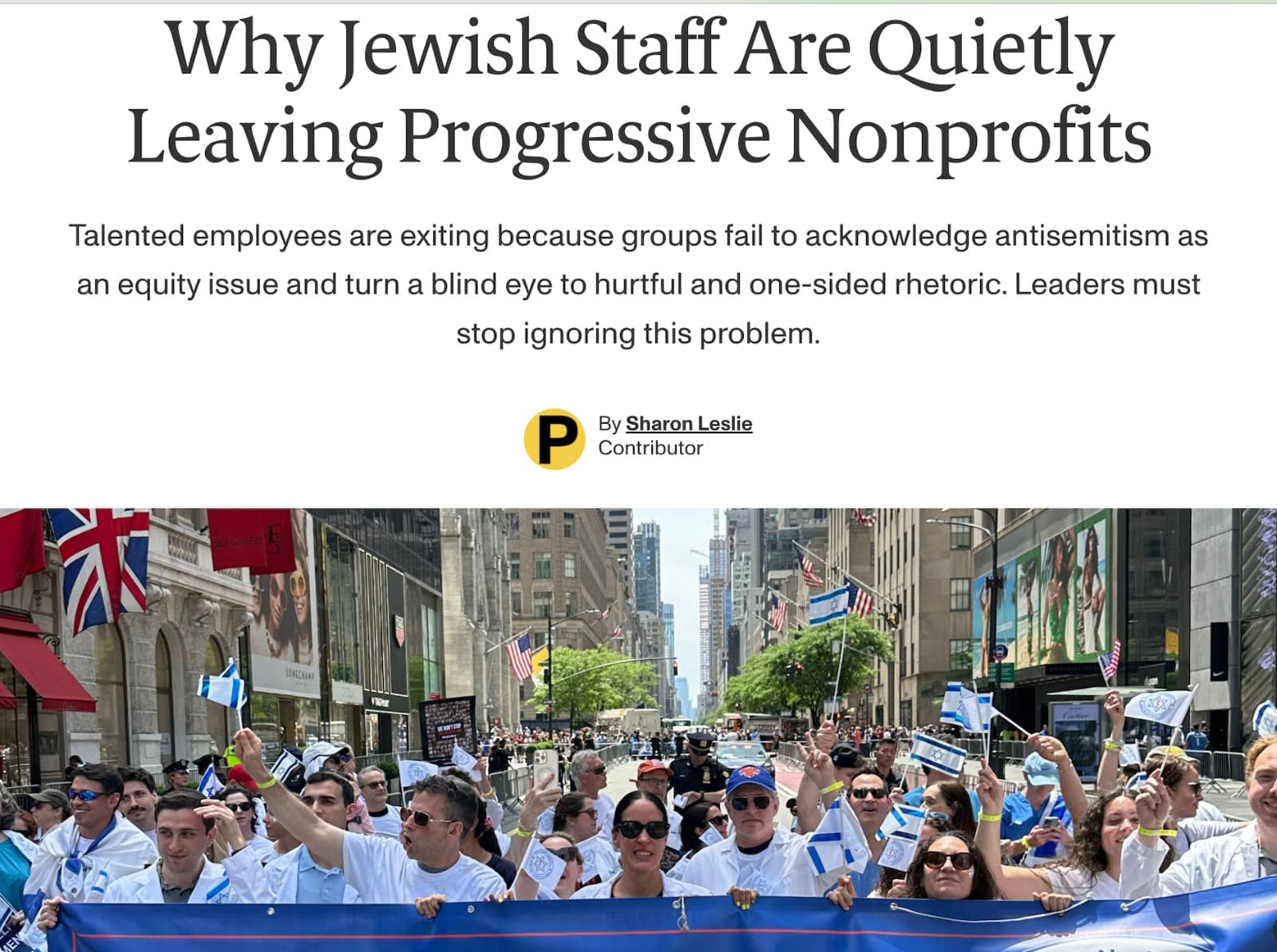 WHY JEWISH STAFF ARE QUIETLY LEAVING PROGRESSIVE NONPROFITS, Chronicle of Philanthropy, April 2026